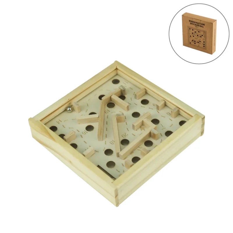 Wooden Maze Board Game with Silver Metal Ball – Labyrinth Balance ...